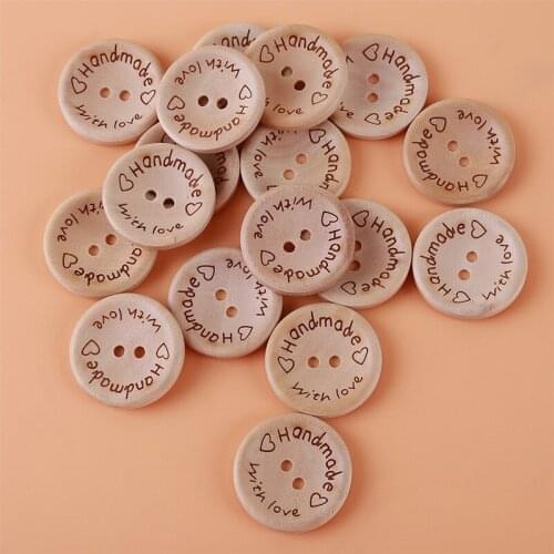100Pcs/pack Creative Wooden Buttons Hot Sale 2 Holes For Clothing Handmade Letter Love Scrapbooking Wedding Dress Buttons