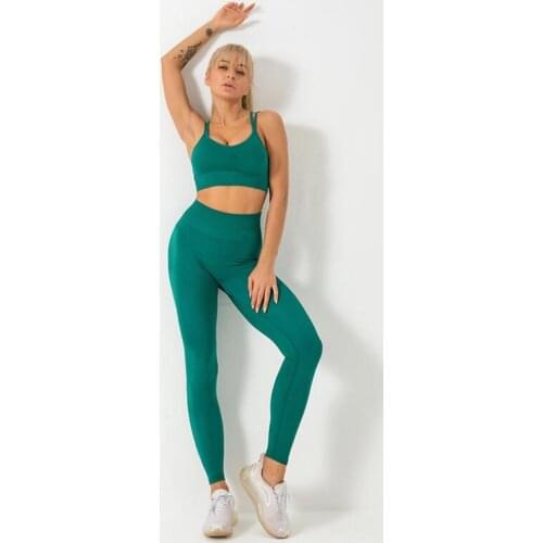 2pcs/set Women Yoga Set High Waist Seamless Leggings Pants Fitness Gym Women Sports Bra Running Suit Sportswear Sport top