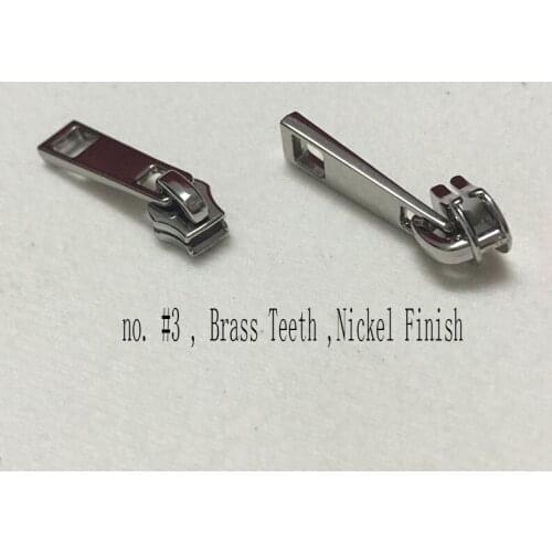 No. 3 Runner for Zipper , Brass Teeth in Nickel Finish