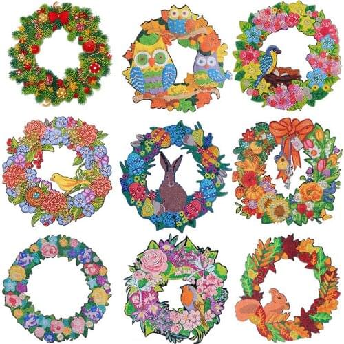 5D DIY Wreath Diamond Painting Flower Bear Heart Cross-Stitch Embroidery Painting Kit for Home Decor Handmade Gift