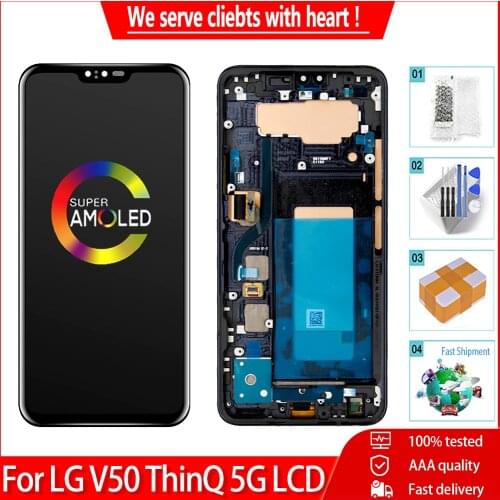 6.4" AMOLED For LG V50 ThinQ 5G LCD Display With Touch Screen Digitizer Assembly With Frame SCreen Replacement For LG V50 LCD