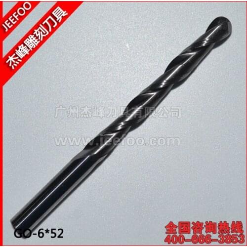 6*52mm 2 Flutes Ball Nose Bits, Carving Router End Mill, Machine Engraving Tools, Ball Nose End Mill