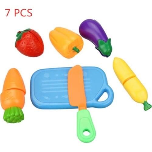7pcs/lot Miniature Food Montessori Childrens Kitchen Play House Toys Bulk Vegetables Cut Fruit Kids Kitchen Toy Set Gift