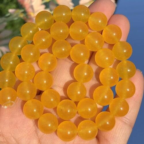AAA Natural Stone Yellow Chalcedony Jades Beads Loose Spacer Beads For Jewelry Making DIY Bracelet Necklace 15" 4 6 8 10 12mm
