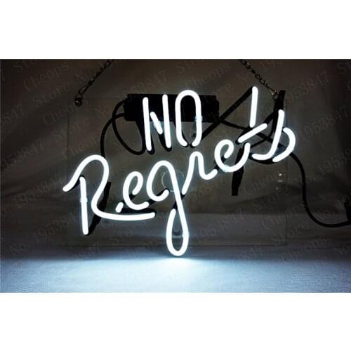 No Regrets Gift Neon Signs Real Glass Tube Open Beer Bar Pub Homeroom Girlsroom Party Decor 14x9