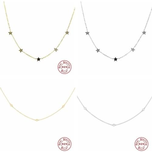 BOAKO Pendientes Plata 925 Necklace For Women 2020 Star Chain Necklace Charms Chains Fine Jewelry Choker Bijoux Femme #19
