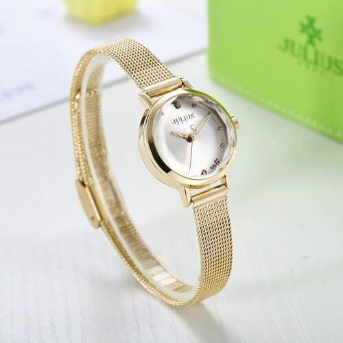 New Simple Cutting Glass Womens Watch Japan Quartz Hours Fashion Dress Stainless Steel Bracelet Birthday Girl Gift Julius Box