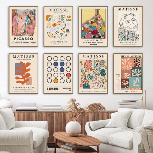 Flower Coral Leaves Girl Matisse Picasso Wall Art Canvas Painting Nordic Posters And Prints Wall Pictures For Living Room Decor