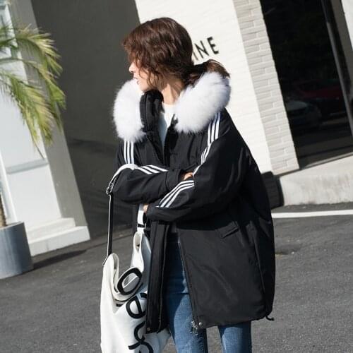 Long Down Cotton Parka Jacket Women Warm Winter Jacket Coat Female Thick Padded Coat Winter Women Hooded Cotton Outwear Overcoat