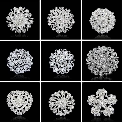 Rhinestone brooch pins crystal Flower brooches bride wedding gift woman dress Clothing custome jewelry