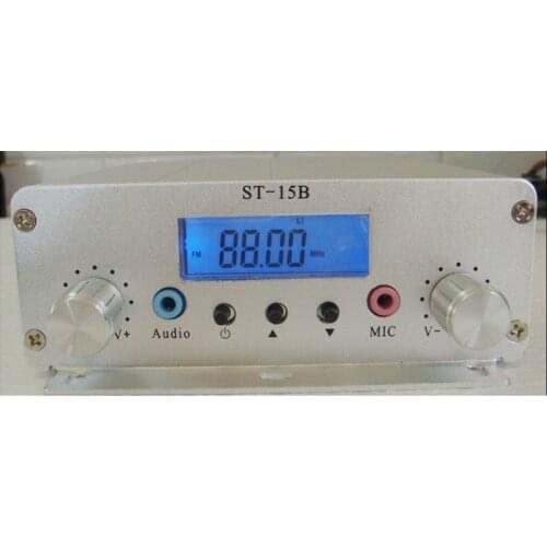 1.5W/15W FM broadcast transmitter ST-15B stereo PLL fm radio broadcast station with 87MHz-108MHz