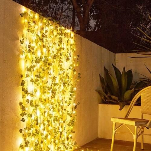Garland Light String Battery Ivy Leaf Vine String Light Green Leaves Fairy Lamp Wedding Christma Hanging Decor Artificial Flower