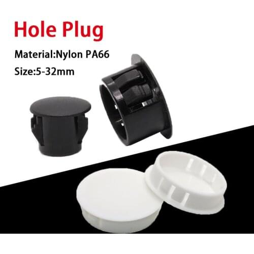 Plastic Hole Plugs Nylon Black Gray White Plugs 15mm 20mm 32mm Dust Caps Flat Head Reserved Hole Plugging Panel Kongsai 16/25mm