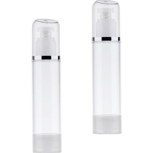 2pc Portable Airless Bottle 100ml Cosmetic Treatment Pump Bottles Travel Empty