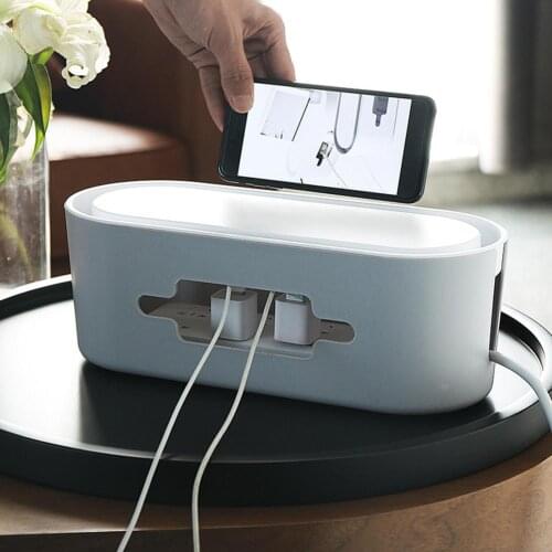Storage Box Phone Holder Power Strip Box for Adapter Wire/Charger Line/USB Network HUB Cable Management Box