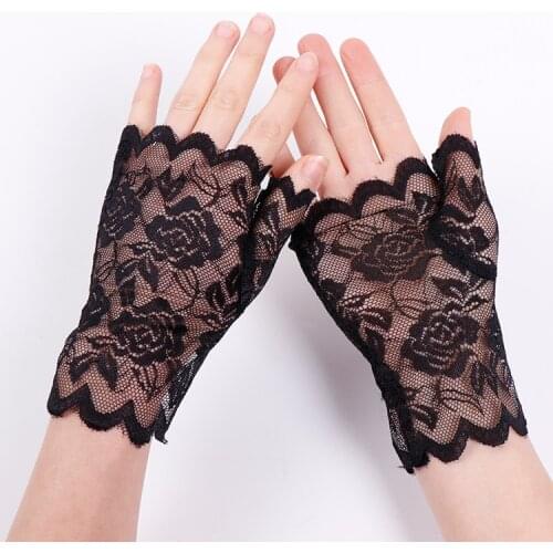 Best Sale Sailor Dance Long Fingerless Womens Sexy Lace Gloves Ladies Half Finger Fishnet Gloves Heated Mesh Mitten Handschoenen