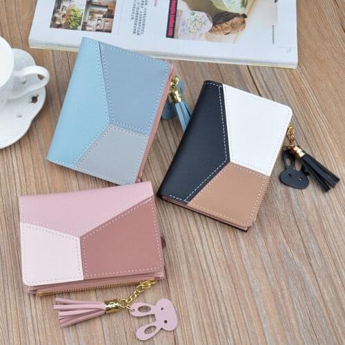Fashion Women Bifold Wallet Leather Clutch Card Holder Purse Lady Short Handbag PU Patchwork Wallets