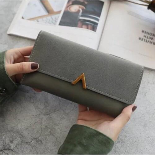 Fashion European And American Wallet Women Long Simple Thin Section Retro Matte Stitching All-Match Wallet Card Bag Female
