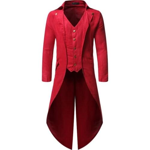 Mens Gothic Tailcoat Jacket Steampunk Medieval Coat Jacket Steampunk Men Pirate Viking Renaissance Formal Tuxedo Coats For Male