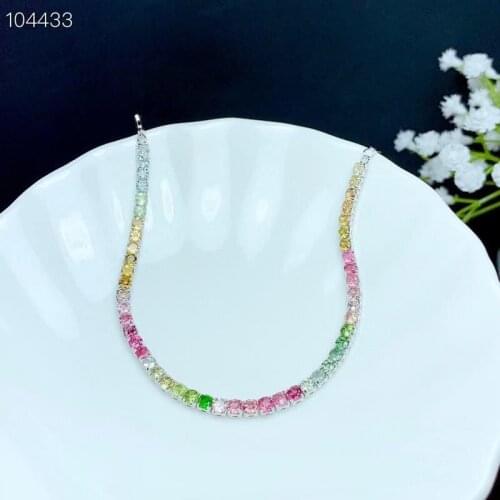 The new natural Tourmaline bracelet 925 silver candy color Tourmaline bracelet is the first choice for ladies and friends