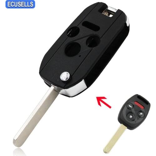 New Replacement 3+1/4 Button Folding Remote Key Shell Flip Car Key Case Fob For Honda Accord Civic Pilot CR-V Uncut Blade