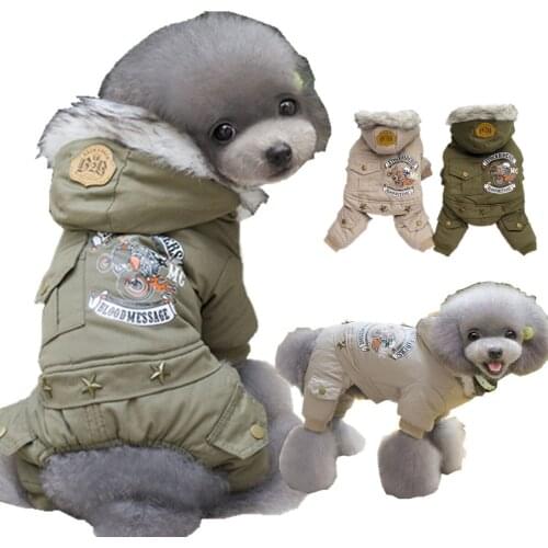 Pet Dog Cat Clothes Dog Costume Winter Warm Thick Four-legged Coat Motorcycle Riders Small Medium-sized Teddy Schnauzer Clothes