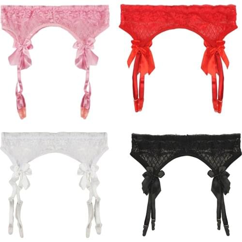 Women Sexy Garter Belt Strap Lace Bow Suspender Belt Dance Clubwear Leg Harness Leg Garter Belt
