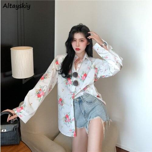 Shirts Women Floral Loose Sweet Cute Summer Sun-proof Tops Korean Style Trendy Casual All-match Chic Colorful Harajuku Holiday
