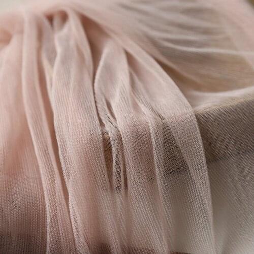Nude Pink Tulle Mesh Vertical Crease Accordion Tulle Fabric Ruffled Tulle Fabric pink