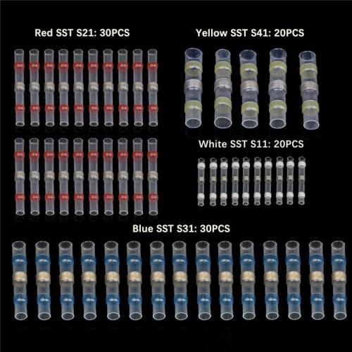 100PCS Solder Seal Heat Shrink Butt Connectors Waterproof Soldering Sleeve Electrical Wire Cable Terminals Connectors Assortment