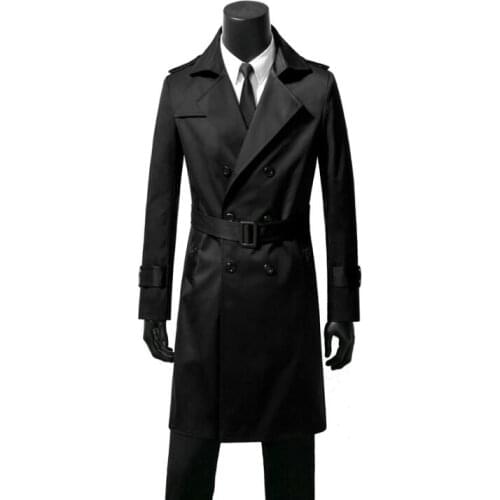 Mens trench coats cheap black man double breasted long coat men overcoat long sleeve spring autumn big size S - 9XL m1236