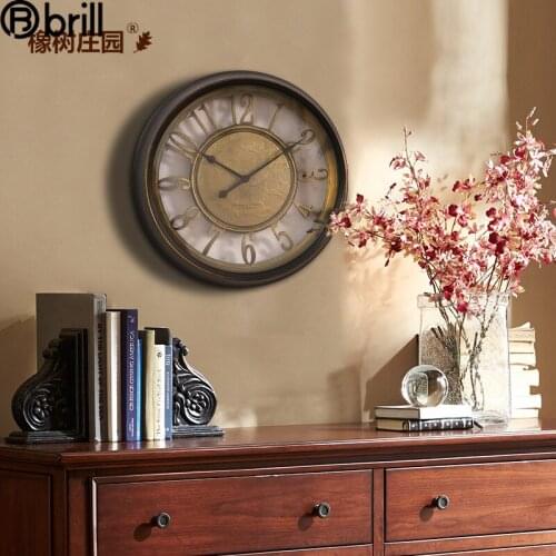 Vintage Antique Metal Silent Wall Clock Large American Wall Clock Creative Retro Home Decor Dining Room Decor Reloj De Pared