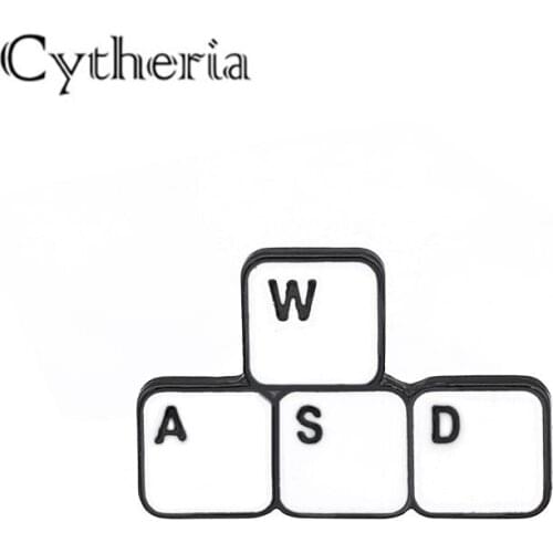 New "W"A"S"D" keyboard design pins brooches for women men popular accessories brooches gifts