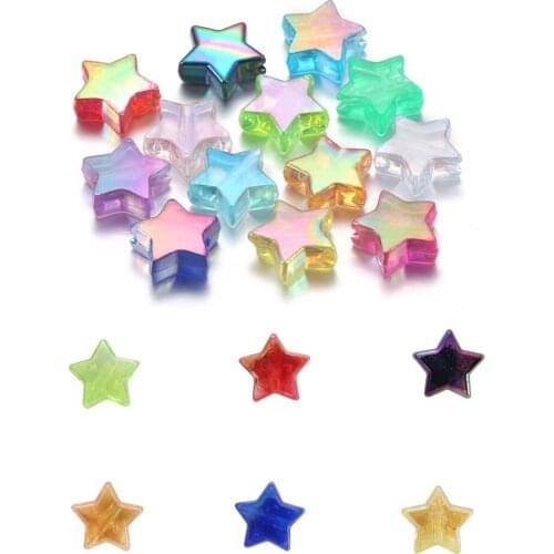 100pcs Acrylic Colorful Stars Loose Spacer Beads Five-pointed Star Bead For DIY Pendant Necklace Jewelry Making Supply Accessory