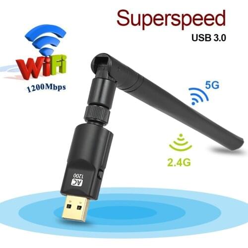 2.4G+5GHz Dual Band 1200M Wireless WIFI USB3.0 Adapter 802.11acbgn adaptor Gigabit WiFi Speed card for laptop desktop computer