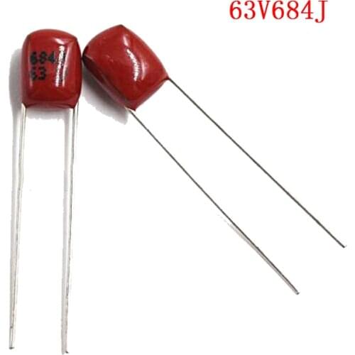20PCS 684 63V 0.68UF Pitch 5mm 680nf 63V684J CBB Polypropylene film capacitor