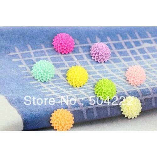220pcs lovely Mixed Resin chic daisy flowers Cabochons (16mm) assorted Cell phone decor, hair pin, rings DIY dahlis