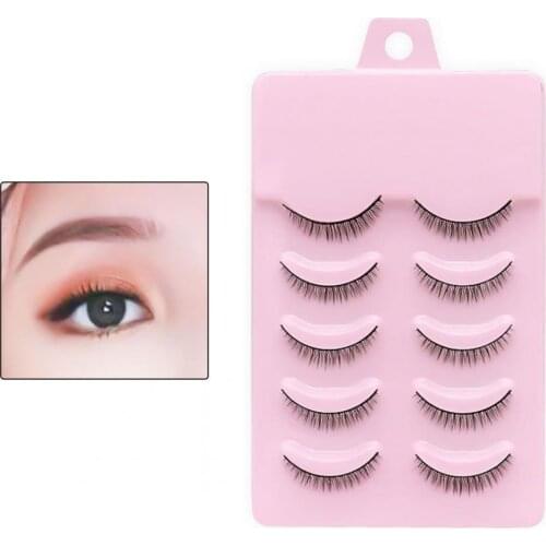 5Pairs False Eyelashes Natural Perfect Fitting Artificial Fiber Cross Short Makeup Extensions Eye Lashes for Dressing Room