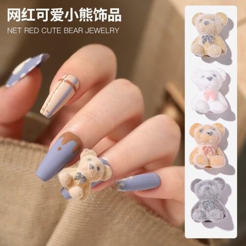 5Pcs Nail Art Charms 3D Cute Bear Stones For Nails DIY Cartoon 3D Glitter Decals For Nail Accessories Manicure Polish Gems