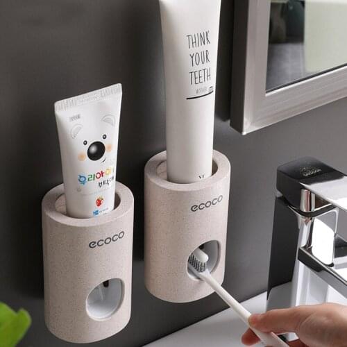 Automatic Toothpaste Squeezer Set Lazy Squeezer Wall-suction Toothbrush Holder Toothpaste Press Rack Bathroom Accessories Set