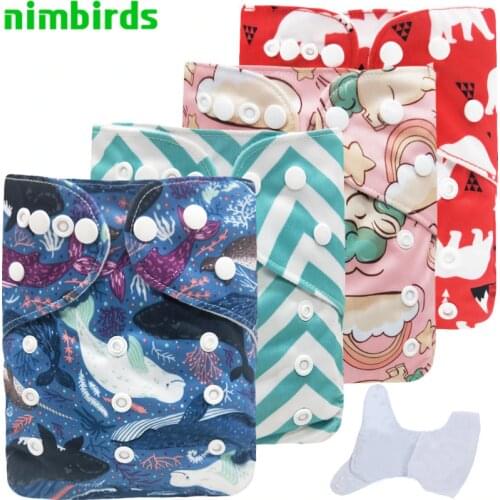 Baby Reusable Cloth Diaper Waterproof Printed Diapers One Size Pocket Baby Nappies Suede Cloth Inner Diaper Cover for 3-15kg
