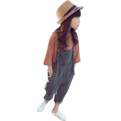 2020spring summer Denim baby girl overalls for girls jeans jumpsuit kids leisure pants kids overalls outfits