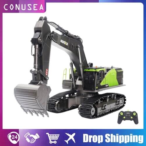Huina 1/14 Super Big Alloy Rc Excavator Caterpillar 2.4Ghz Radio Controlled Car 22Ch Construction Vehicle Truck Toy for Boy Kid