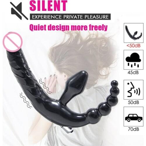 Sex Toys for Women Strap On Dildo Vibrator Anal Beads Butt Plug 10 Speed Double Penetration Vibrators Couples Lesbian Massager