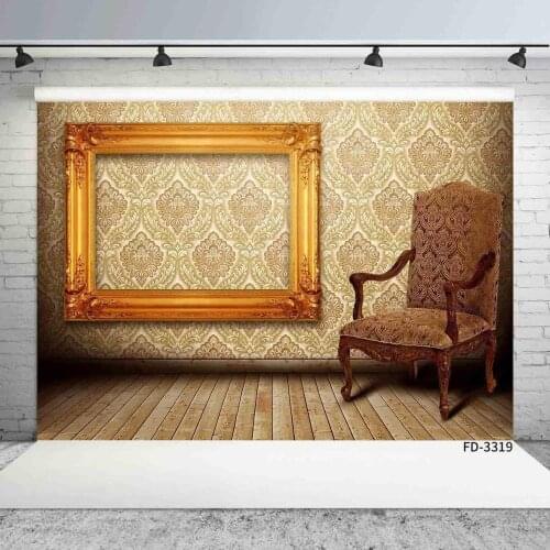 Frame Wallpaper Wooden Floor Sofa Photo Backdrop Custom Photography Props Backgrounds for Baby Children Home Studio Photoshoot