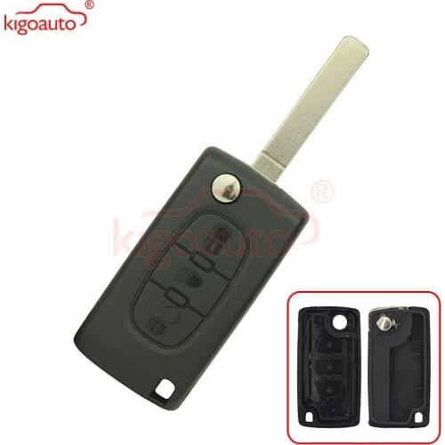 Kigoauto CE0523 3 Buttons middle light Flip Remote VA2 Blade Remote Car Key Case Cover Shell Fob for Citroen C2 C3 C4 C5 C6 C8