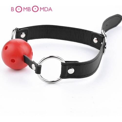 PU Leather Band Ball Mouth Gag Oral Fixation mouth stuffed Adult Games For Couples Flirting Sex Products Toys