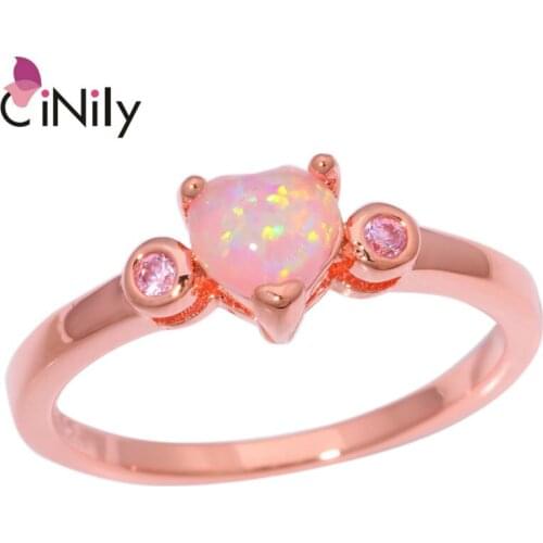 CiNily Created Pink Fire Opal Pink Zircon Rose Gold Color Wholesale Hot Sell for Women Jewelry Ring Size 7 8 9 OJ8851