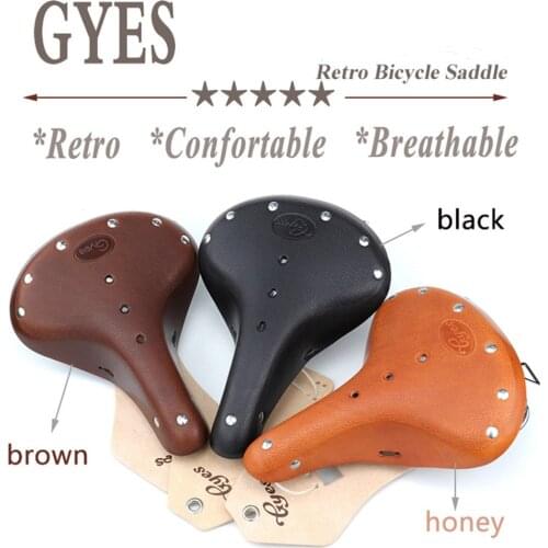 Retro Leather 3 Spring Seat Shock Absorption Cushion Cycling Universal Comfortable Replacement Old Style Classic Bicycle Saddle