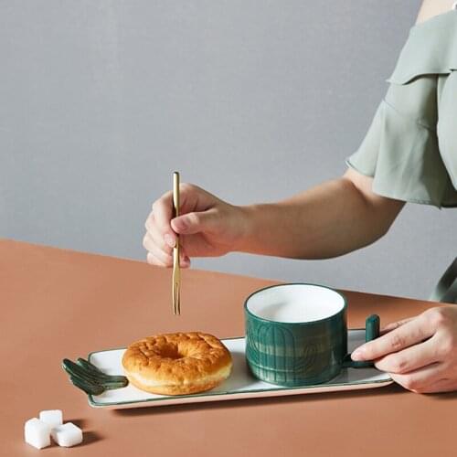 Cactus Pattern Mug With Handle Tazas Breakfast Ceramic Cups Plate 얼굴 Drinkware Kitchen Mug For Coffee Milk Drinking кружка